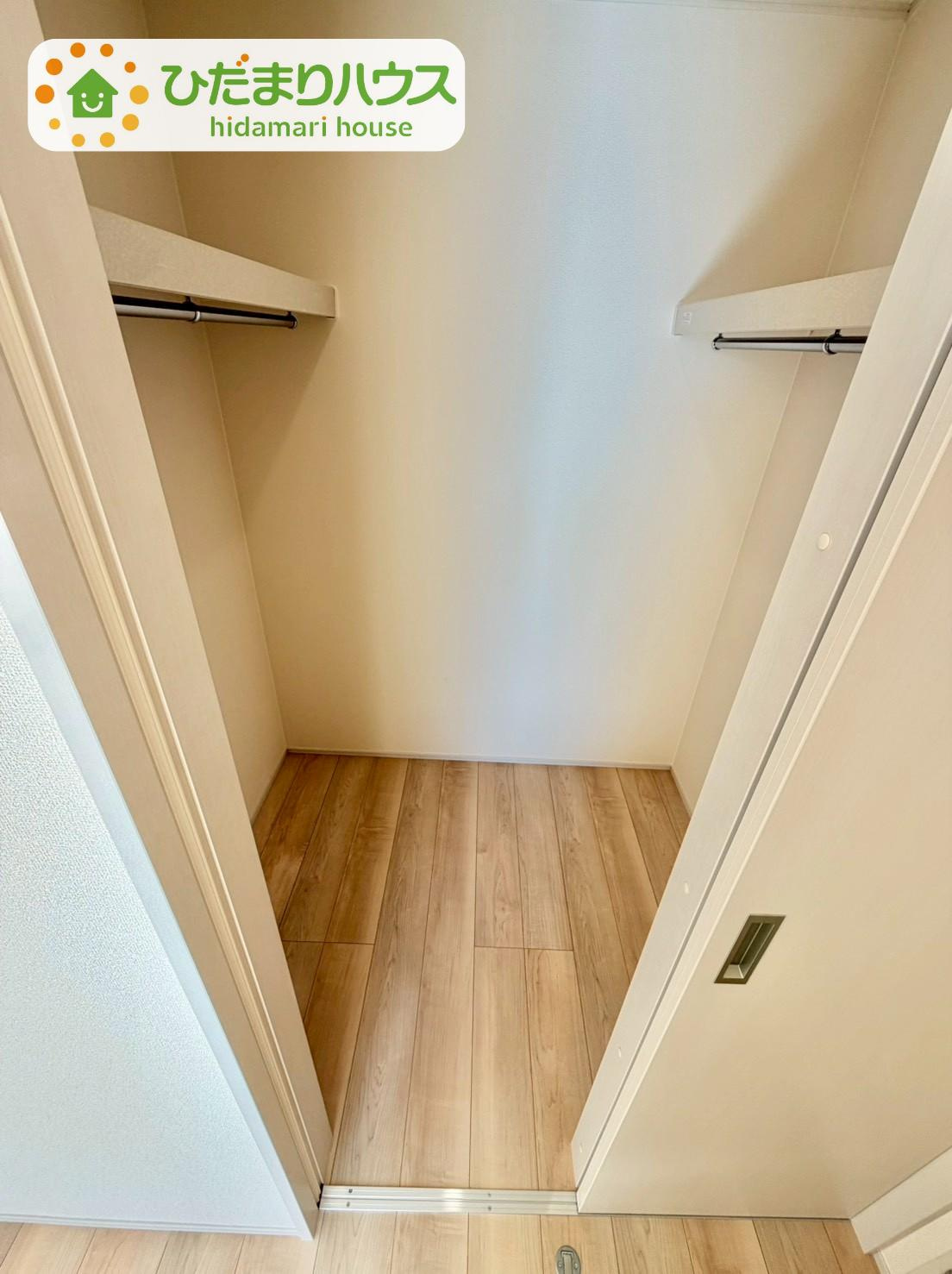 野田市清水619番1　新築戸建　E号棟の収納|お気に入りの服やバッグがたっぷりしまえるウォークインクローゼットがあります♪							
