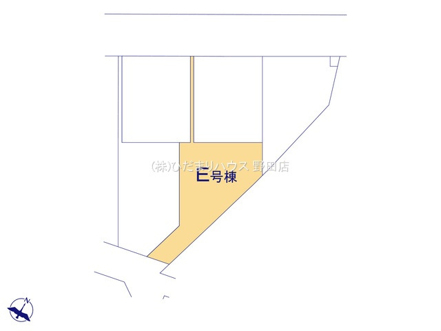 野田市清水619番1　新築戸建　E号棟の区画図|一方 ： 南4.4m 公道
