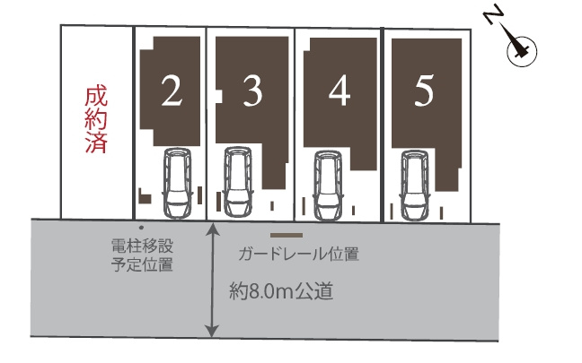 【区画図】 | 杉並区井草２丁目　新築戸建て　５号棟 | 5号棟：南西道路で陽当たりも良好、見通しの良い前面道路です