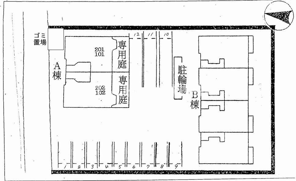 サザンリーフＢの区画図