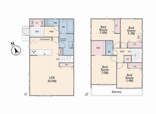 【間取り】 | 【仲介手数料０円】厚木市元町1期　新築一戸建て | 厚木市元町1期　新築一戸建て