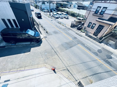 【展望】 | 松戸市金ケ作新築戸建【金ケ作小学校：3分】 | バルコニーより道路側眺望・南道路で日当たり良好♪