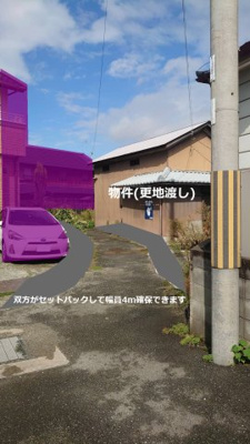 【外観】 | 友沢売地110坪(建築条件なし) | 更地渡し　前面道路は双方がセットバックして幅員４ｍ確保できます