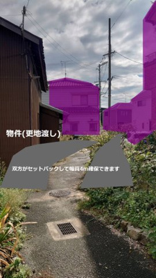 【外観】 | 友沢売地110坪(建築条件なし) | 更地渡し　前面道路は双方がセットバックして幅員４ｍ確保できます