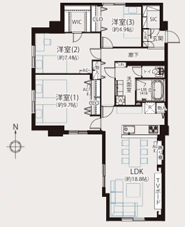 【間取り】 | 片瀬東映マンション | 5階部分、三方方向角部屋、陽当たり・通風・眺望良好