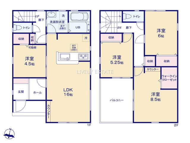 越谷市南町1丁目 新築分譲住宅 全2棟 2号棟の間取り