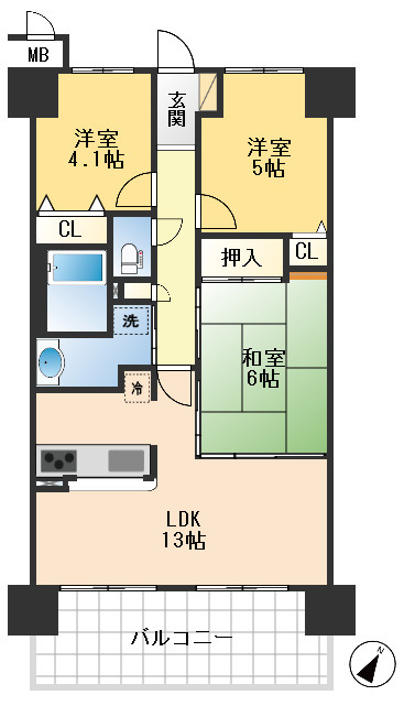 リブコートアゼリア吹田の間取り