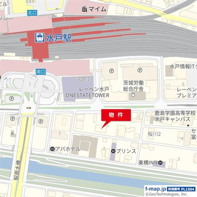 【地図】 | アイランドビル | 水戸駅徒歩5分の好立地です