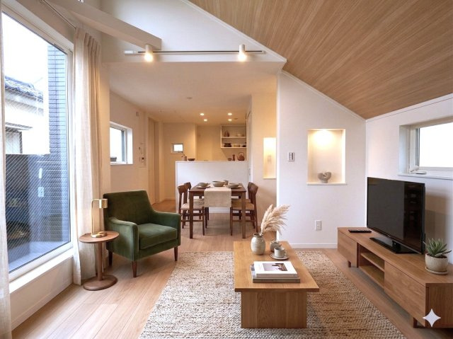 ＜LIBERi リーベリー＞板橋区高島平5丁目　自然×利便　限定1棟の居間・リビング|※配置の家具や小物はAIによるイメージです。