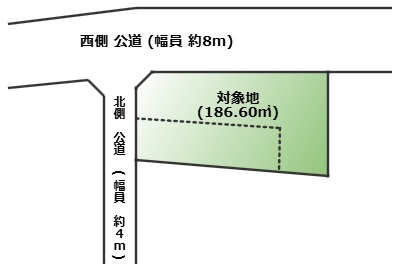 羽生市西5丁目　売地の区画図|広々約56.4坪のゆとりのある区画整理内の敷地！お望みのお住まいを建てられます♪