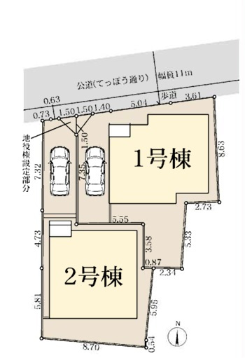 茅ヶ崎市南湖4丁目　新築戸建　2号棟の区画図|2号棟◇