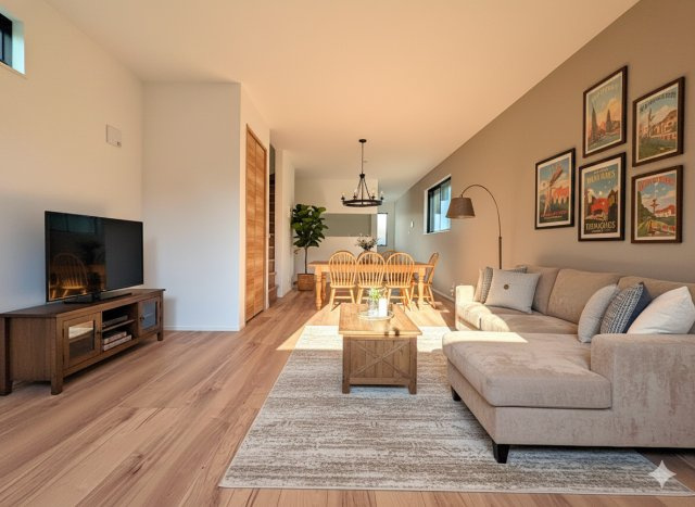 保土ヶ谷区権太坂３丁目　新築戸建てのその他|［モデルハウス］◆一家だんらんのスペースとなるＬＤＫ。窓から明るい光が差し込み、思わず家族の会話も弾む快適な空間。
