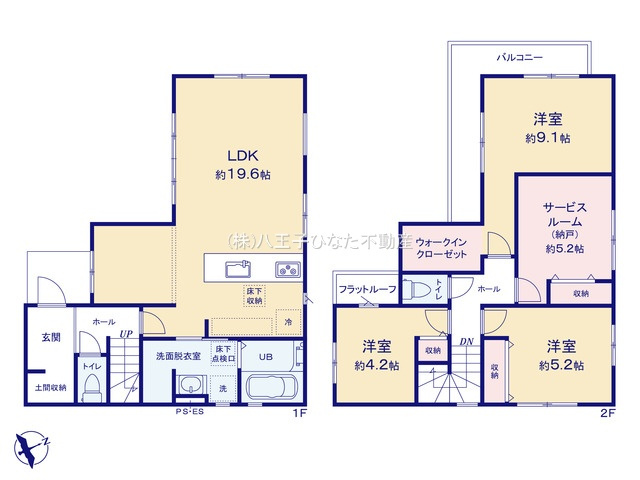 『八王子市新築戸建て』八王子市諏訪町25-3【仲介手数料無料】　１期の間取り|～仲介手数料無料☆八王子ひなた不動産～　八王子市諏訪町　新築戸建て