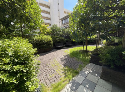 【庭】 | サーパス山科小野 | 【共有庭】エントランスの窓から見える緑は、こちらのお庭。地下鉄2分の便利なマンションにある癒しの空間。