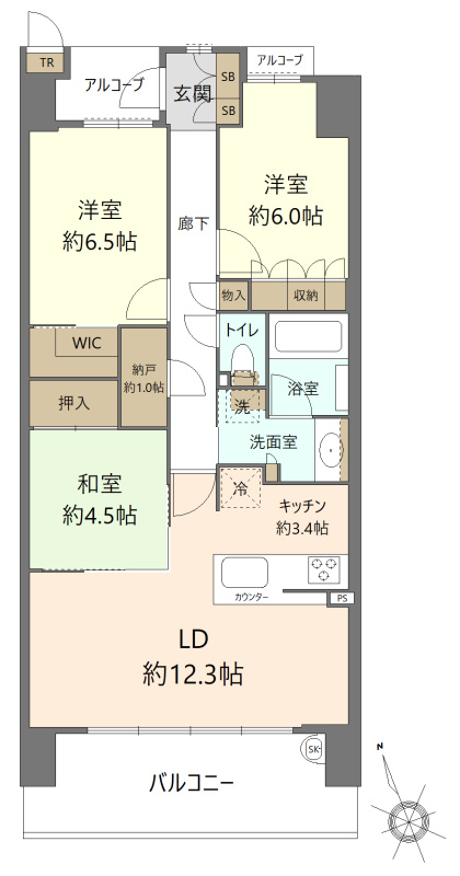 セントハート藤が丘の間取り|13階部分の眺望良好な3LDK！