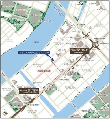 プラウドフラット月島アベニューの地図