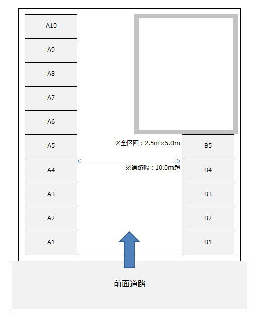 勝田本町　駅近駐車場（YKパーキングA区画、YKパーキングB区画）の区画図|区画図です。