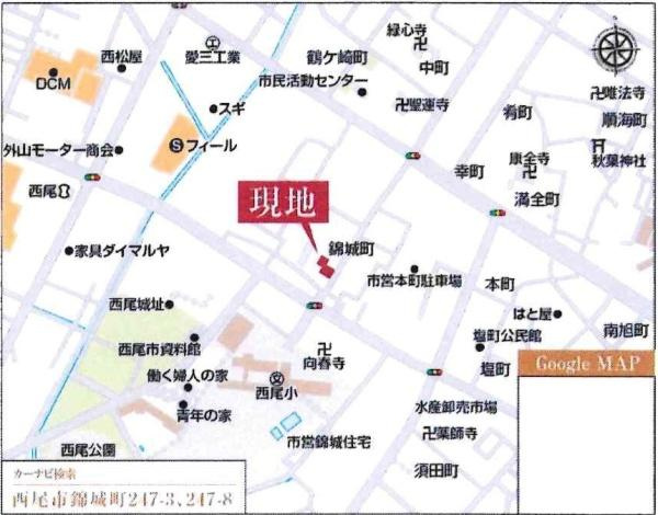 西尾市錦城町　全3棟・2号棟のその他|交通アクセス図です。
