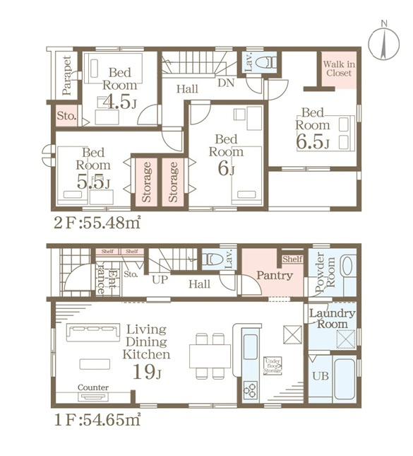 那珂川市後野1丁目第2-2棟（2号棟）の区画図|配置図（2号棟）