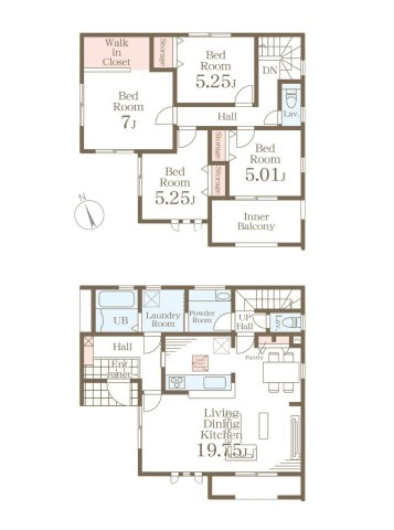 糟屋郡新宮町夜臼2丁目第1-4棟（3号棟）の区画図|配置図（3号棟）