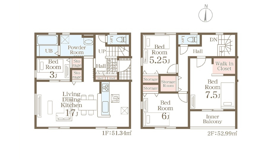 小郡市寺福童第1-3棟（2号棟）の区画図|配置図（2号棟）