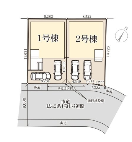 福津市若木台2丁目第1-2棟（2号棟）の区画図|配置図（2号棟）