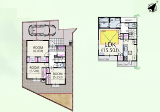 【間取り】 | 府中市住吉町1丁目　全6棟　仲介手数料無料 | ３LDK＋2WIC＋SSIC
