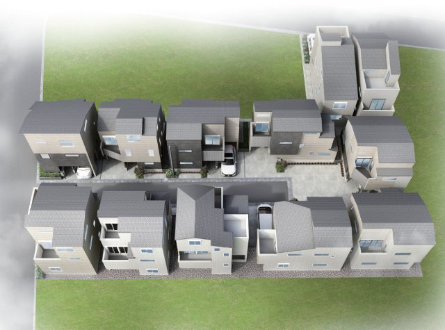 杉並区下井草3丁目　ZEH水準×耐震　省エネ住宅　最終4棟の外観パース