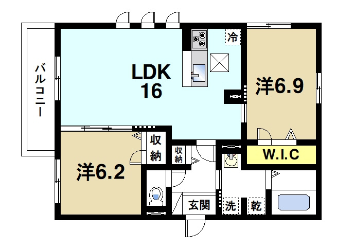 レクエルドの間取り|2LDKの間取りです