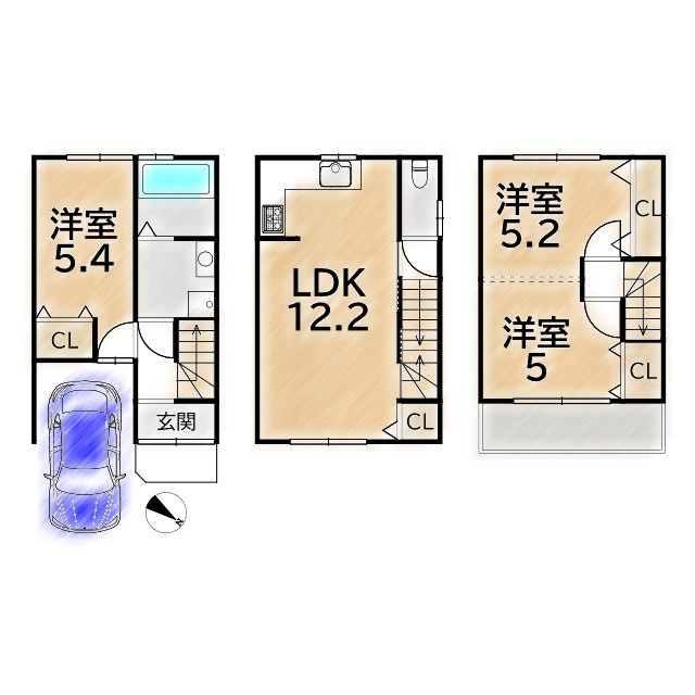 紫野十二坊町 新築戸建(1号地)の間取り