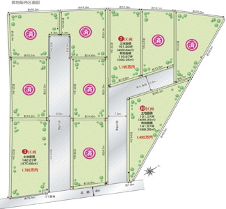 【区画図】 | 狭山市入間川　建築条件なし売地　「狭山市駅」バス8分　敷地151坪　