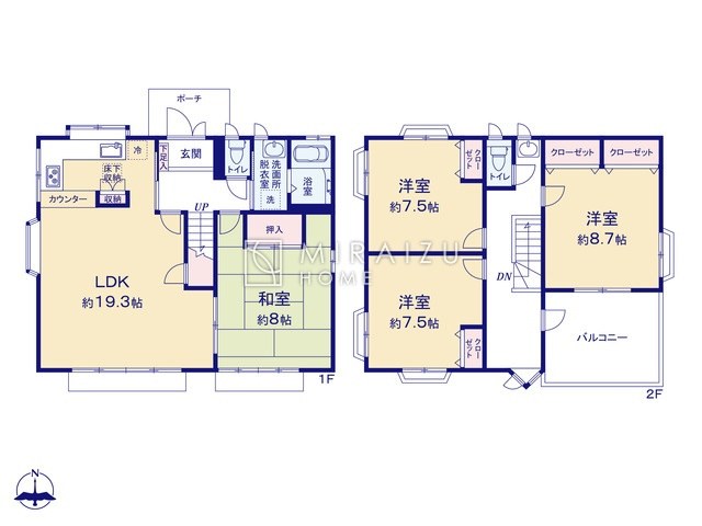 【区画図】 | ご家族様のプライベート空間が確保できる素敵な間取りです。また敷地ゆったりですので、おうち時間を楽しむのにもぴったりですね♪
