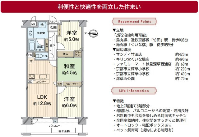 グレース・フリーロア伏水の間取り