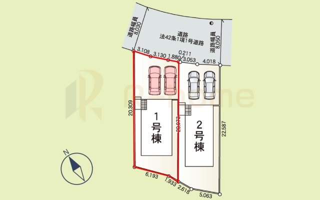 土浦市小岩田東第4　新築戸建て　1号棟の区画図|大きなお買い物だからこそ、メリット・デメリットを伝えさせて頂きます。
R-homeにお任せください♪