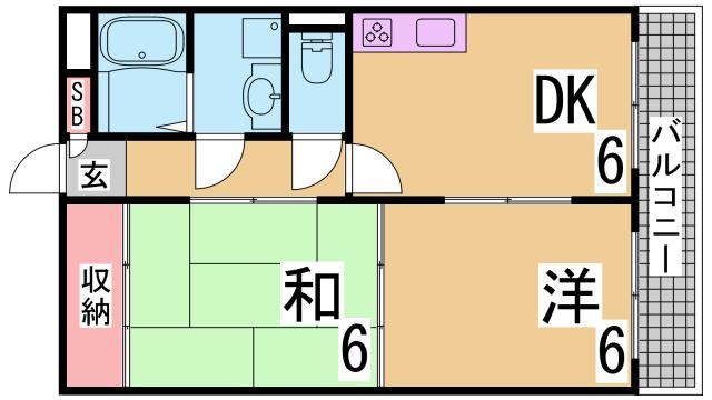 神戸市兵庫区羽坂通３丁目の賃貸マンションの間取り