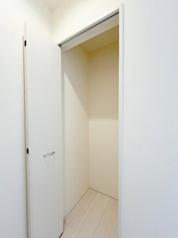 八潮市大瀬　新築戸建　全1棟の収納|ストック品の収納にも便利な2階ホール収納