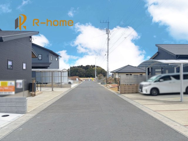 ひたちなか市船窪第2　新築戸建て　1号棟の前面道路含む現地写真|堂々！建物完成♪実際のお部屋をご見学可能です♪
ご見学が一番の資料！お気軽にお問い合わせ下さい♪
