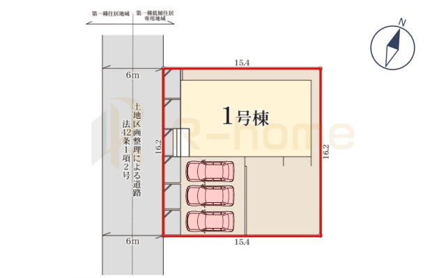 ひたちなか市船窪第2　新築戸建て　1号棟の区画図|大きなお買い物だからこそ、メリット・デメリットを伝えさせて頂きます。
R-homeにお任せください♪