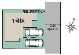 リビング吹抜で明るく開放的な空間の区画図|カースペース2台分