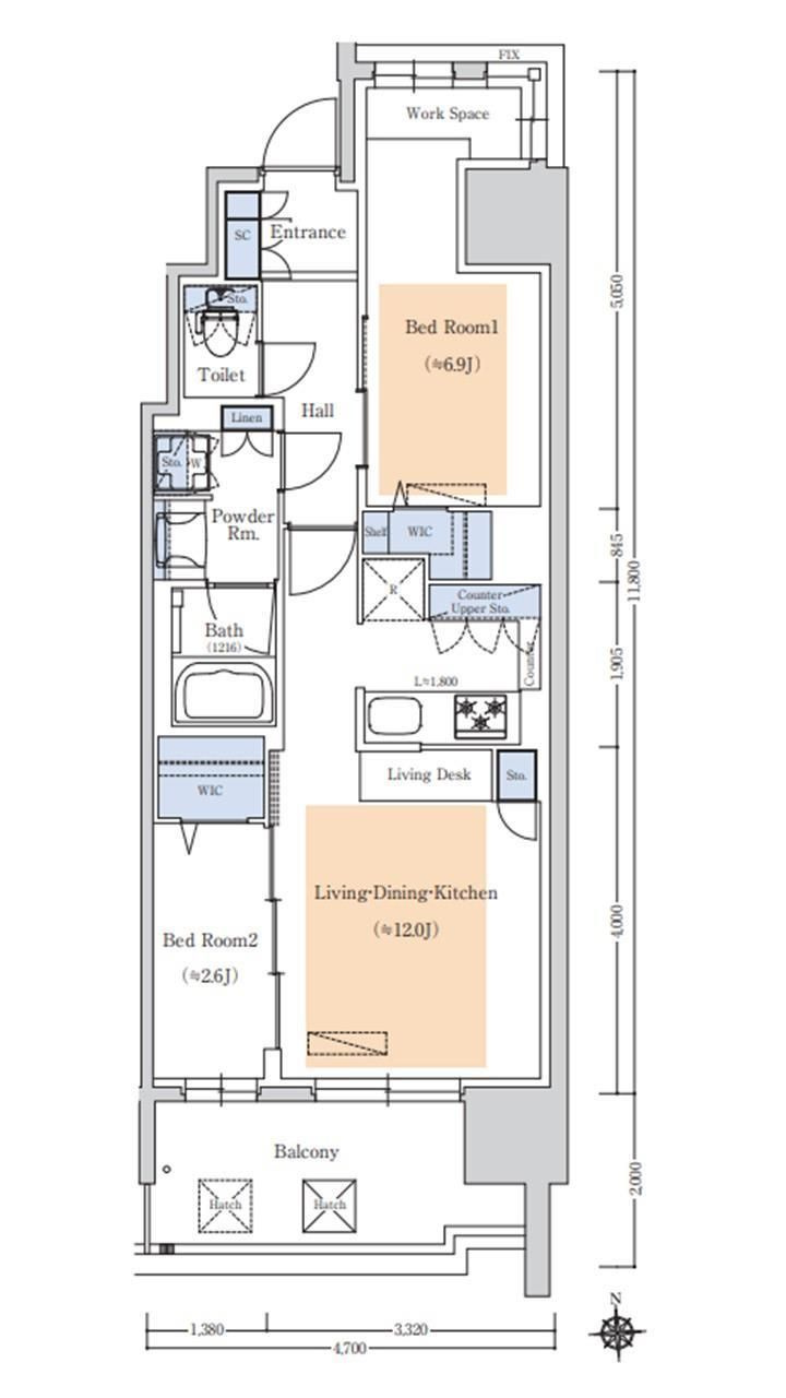 アーバネックス本町Ⅱの間取り|現状有姿