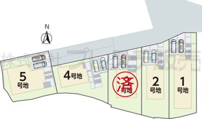 【区画図】 | 奈良市押熊町の新築一戸建 全５区画 ２ | 全体区画図