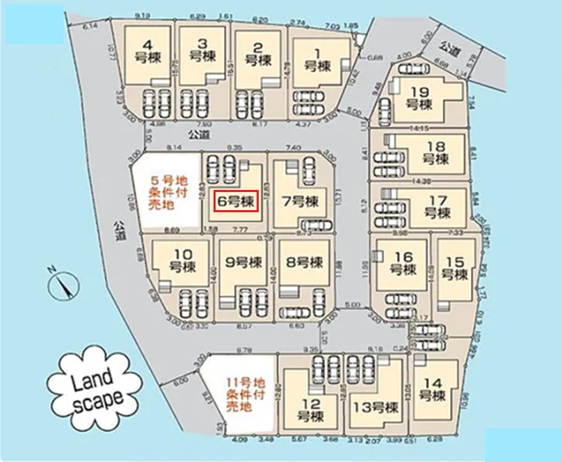 清瀬市下宿2丁目・全19棟　新築一戸建　6号棟の区画図|【全19棟・6号棟】
並列駐車2台可能です。