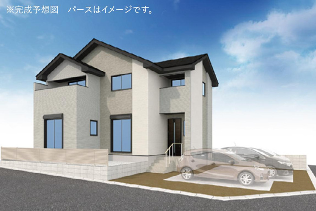 【外観パース】 | 牛久市南18期　新築戸建 | 牛久駅徒歩10分で通勤・通学も安心です(*^^*)