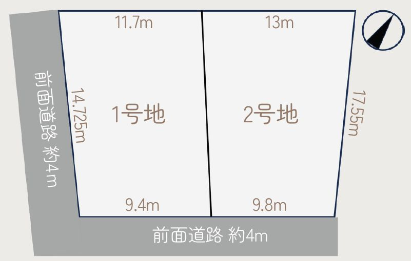糸島市篠原西３丁目　売り土地【2号地】の区画図