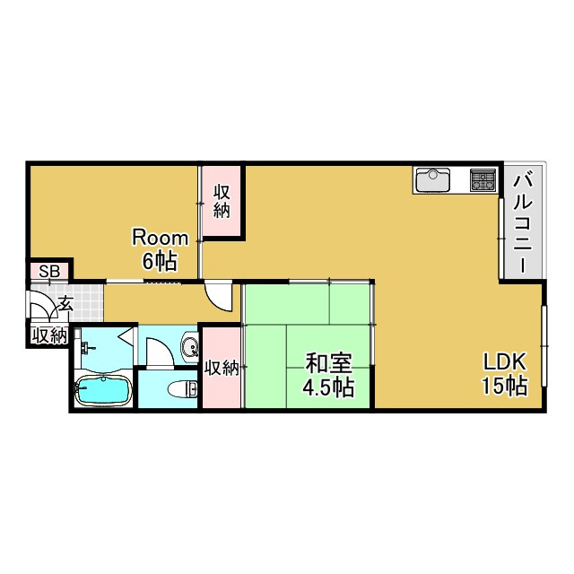 神戸市兵庫区菊水町１０丁目の賃貸マンションの間取り