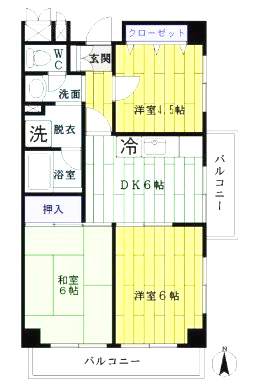足立区竹の塚１丁目の賃貸マンションの間取り