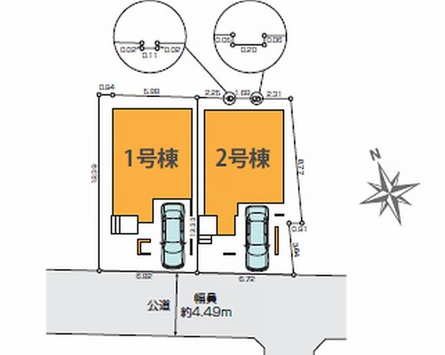 【区画図】 | 杉並区上荻３丁目　新築戸建て　１号棟 | 1号棟：南側道路で、あたたかな陽だまりにつつまれます