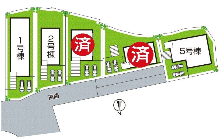 ●奈良市押熊町　第4期　新築一戸建ての区画図|全５区画