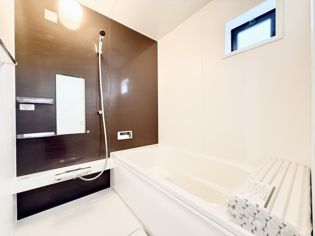 中央区雄踏　1期　全3棟の浴室|一日の疲れをそっと癒す、ゆったりくつろげる浴室です。