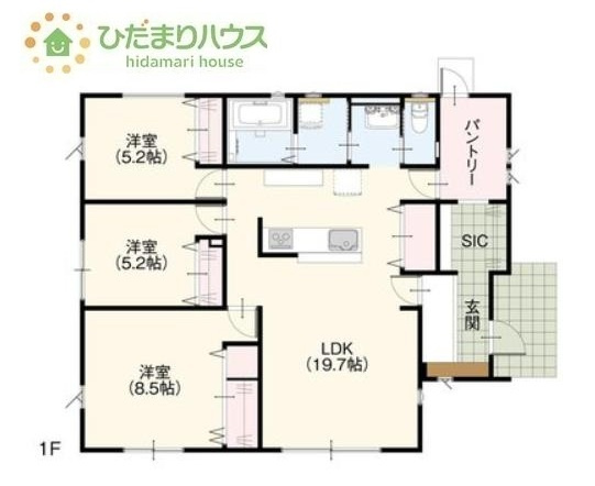 【間取り】 | 坂東市沓掛　新築戸建 | 全居室洋室！ゆとりのある3LDK☆